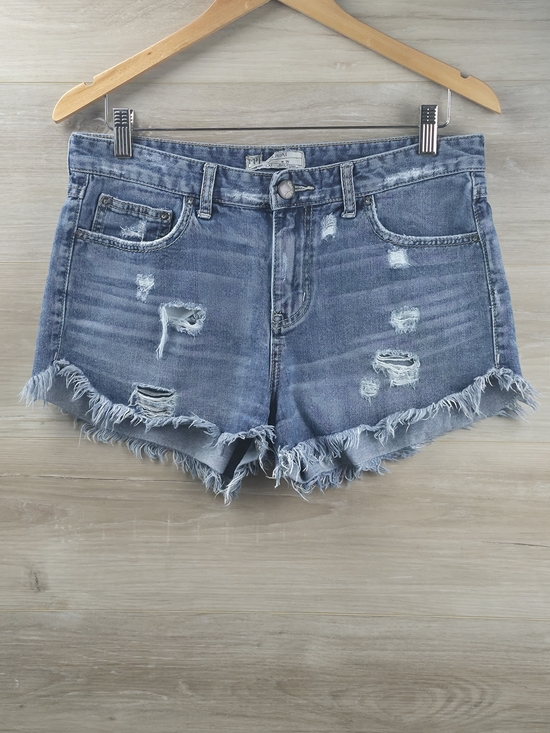 Free People Pants - Free People Distressed Denim Cutoff Shorts Blue Cuffed Frayed Size 29